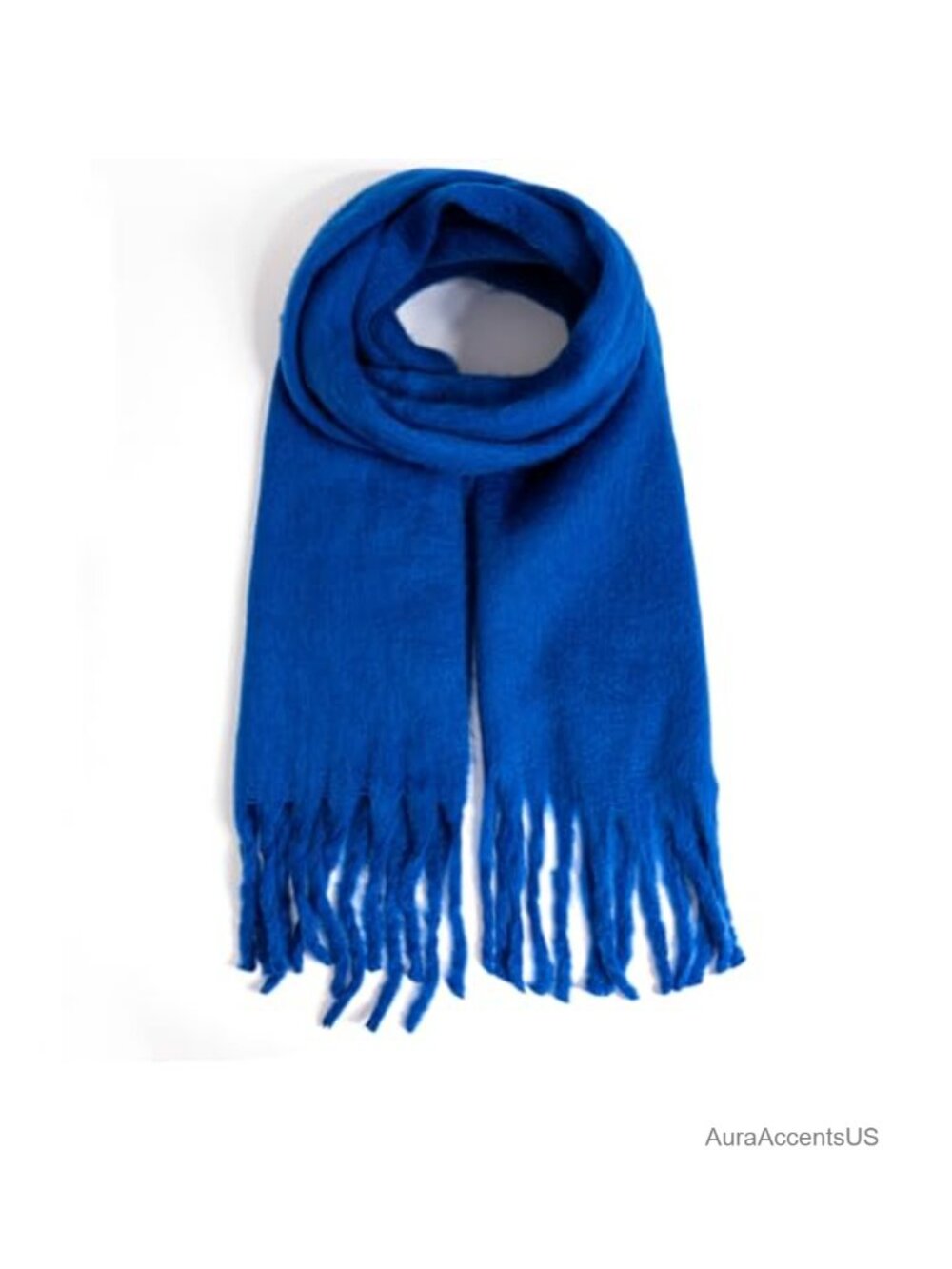 Oversized Thick Polyester Winter Scarf with Tassel Fringe